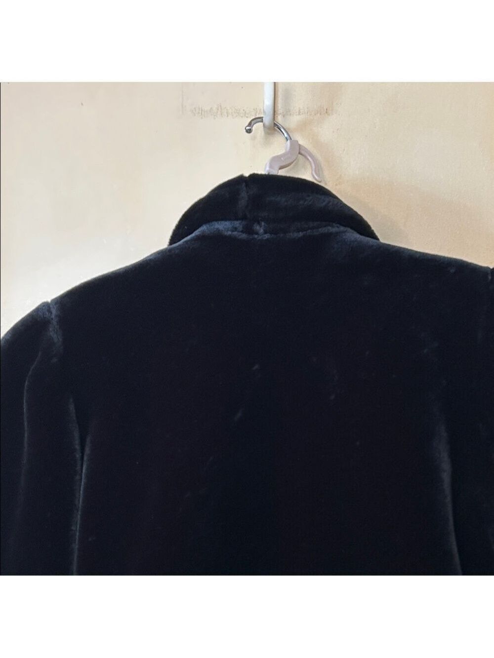 Sajon Vintage Plush Black Teddy Coat with Elegant Shawl Collar size M - Picture 7 of 10
